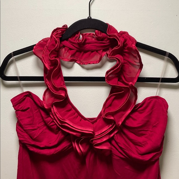 NWOT- Express- Satin Ruffled Halter- Size Large - Picture 2 of 3
